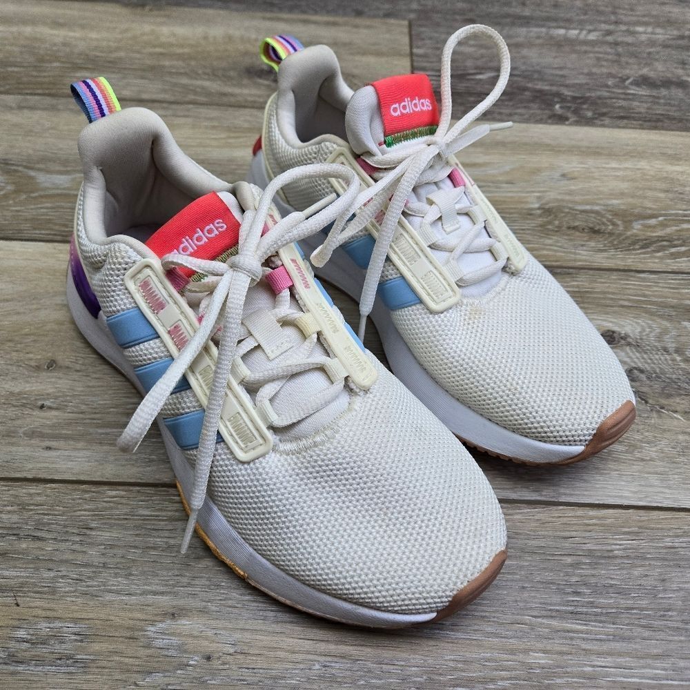 Adidas Women's Racer TR21 GZ1992 Running Shoes - Off White/Multicolor rainbow🌈6 - Picture 9 of 10